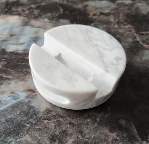 fashciaga Luxurious Marble Cell Phone Stand Holder for Cellphone Tablet On Desk, Countertop, Table, Nightstand. Heavy Real Stone Mobile Phone Stands (Hollow) - Image 2