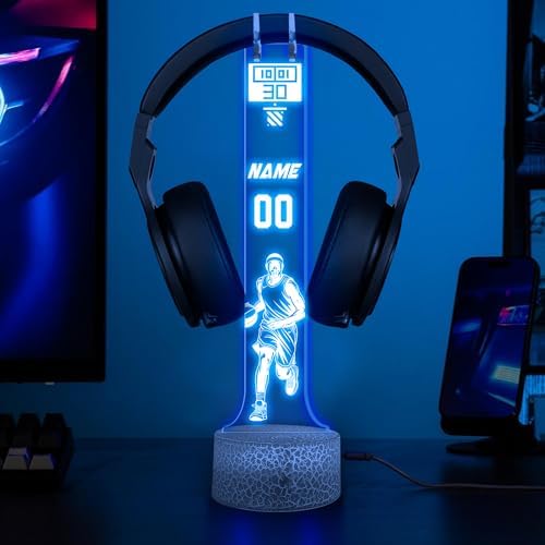 Custom LED Headphone Stand with Name Design, Gifts for Men Boyfriend, Custom Gamertag Light Sign Headset Holder, Custom Headset Stand with 16 Color Lights, Gamer LED Sign, Gift for Gamers - Image 3