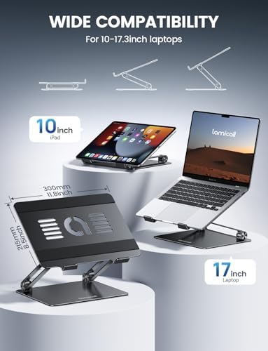 Lamicall Adjustable Laptop Stand for Desk for MacBook Air Pro HP 10-17.3'' - Image 2