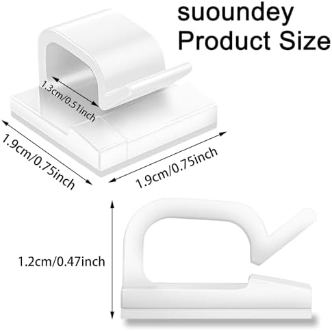 130 Pcs Cable Clips, Adhesive Cable Organizer Cord Holder Wire Clip Wire Management Self Adhesive Hooks Wire Holder for Office, Home(White, 130PCS-Large) - Image 2