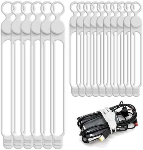 Silicone Cable Ties, Cord Organizer Cable Management,2Sizes-White by ELECTRONICSORGANIZATION
