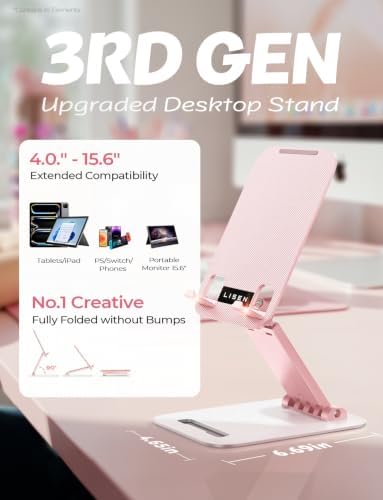 LISEN for iPad Stand Adjustable Tablet Holder Desk, iPad Accessories Pink - Image 2