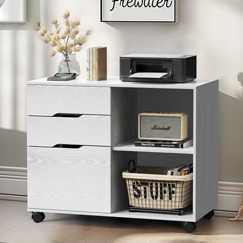 DUMOS File Cabinet with 3 Drawers, Wood Under Desk Storage Printer Stand - Image 2