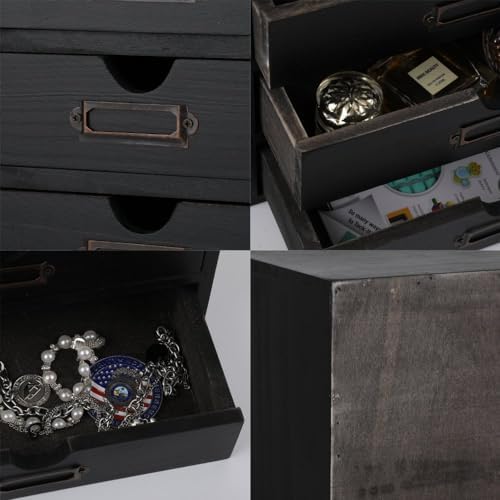 Small Wooden Drawers Wooden Box with Drawer, Black 5 Wood Drawer - Image 6