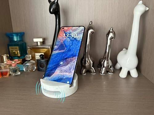 fashciaga Luxurious Marble Cell Phone Stand Holder for Cellphone Tablet On Desk, Countertop, Table, Nightstand. Heavy Real Stone Mobile Phone Stands (Hollow) - Image 5