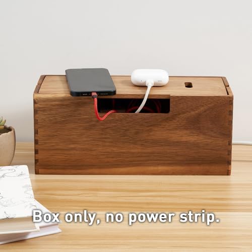 LiTY Acacia Wood Cable Management Box, Wooden Cord Hider & Organizer for Power Strip, Electrical Hiding, TV Wires, Desk & Floor Cables - Office Under Desk Cable Storage Box for Wire - Image 5