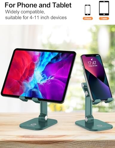 Phone Stand for Desk, Foldable Cell Phone Stand Holder, Green - Image 4
