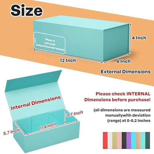 5 Pack Turquoise Gift Box,12x6x4'' Gift Boxes with Lids for Presents - Image 2