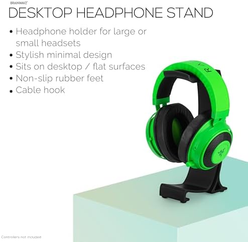 BRAINWAVZ Desktop Headphone Stand - Curved Hanger with Non-Slip Base & Cable Management- Compatible with SteelSeries, Sennheiser, Razer, Bose, Sony & More – (HP037) - Image 4