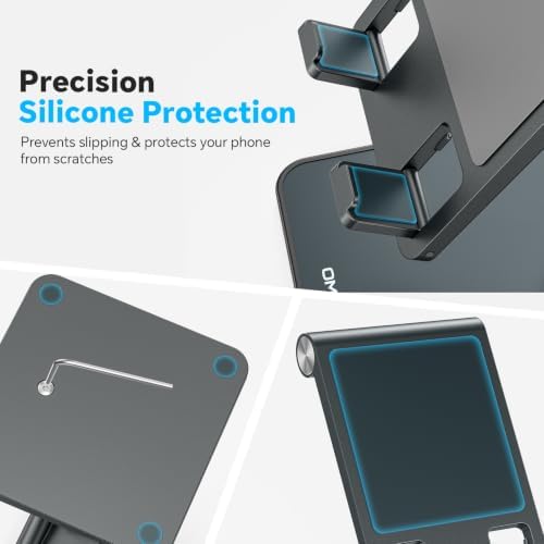OMOTON CA02 Cell Phone Stand with Charging Hole for Desk Lightweight Gray - Image 4