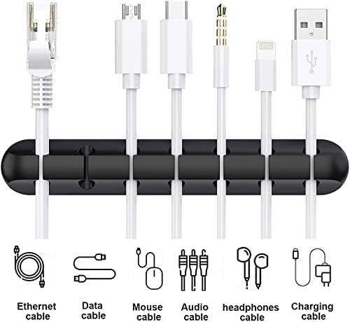SOULWIT 3 Pcs Silicone USB Cable Holder Clips, Self Adhesive - Black - Image 2