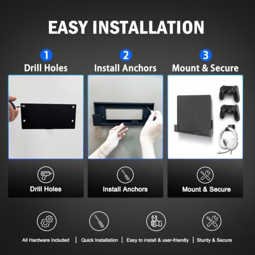 Wall Mount for PS4 Slim with Controller & Headphone Holders - Image 4