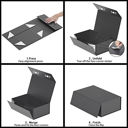 RYDDOY Black Gift Box, 13.8x9.5x4.3'' Large Gift Boxes with Lids - Image 5