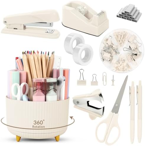 SKYDUE Desk Organizer Set with Rotating Pen Holder for Desk,Office Supplies by SKYDUE