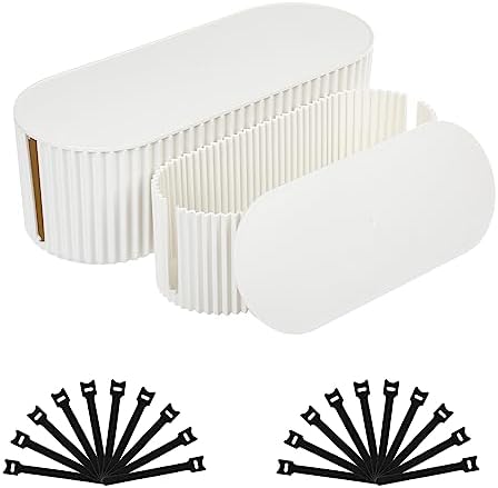 2 Pack Cable Management Box, Cord Organizer, White, Small+Large by FABROK