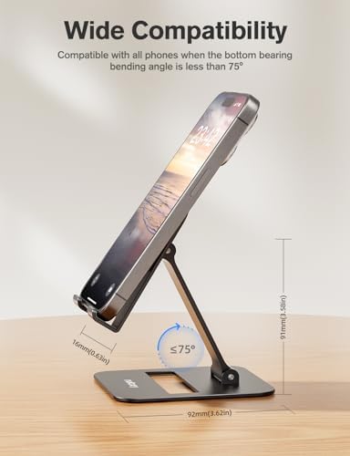 Nulaxy 2 Pcs Aluminum Dual Folding Cell Phone Stand for Desk Black&Rosegold - Image 5