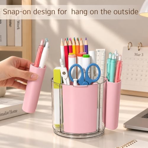 360° Rotating Pen Holder for Desk Adjustable Pencil Organizer, Pink - Image 4