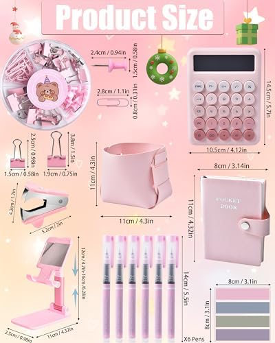 Pink Desk Accessories 21-Piece Office Supplies Gift Set for Women - Image 6