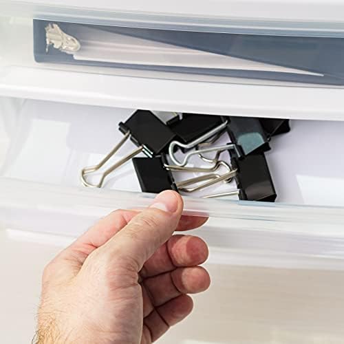 IRIS USA 2-Pack, 3-Drawer Medium Plastic Stacking Desktop Organizer, White - Image 5