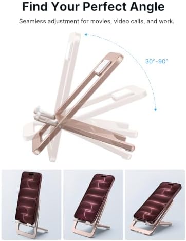 JSAUX Fold-Flat Cell Phone Stand, Adjustable Desk Holder-Pink - Image 5