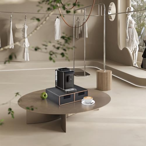 Linen Leather Desk Organizer and monitor stand with Drawers－Mini Desktop Drawer Organizer Stackable－Tabletop Organization Storage Box for Office Supplies Home Vanity Toiletries (Black, 2-drawers) - Image 6