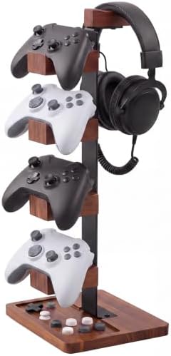Foilswirl Wood Gaming Controller Stand for 4 Controllers and 1 Headset by Foilswirl