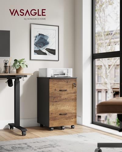 VASAGLE 2-Drawer File Cabinet, Small Rolling, Locking, Printer Stand - Image 2