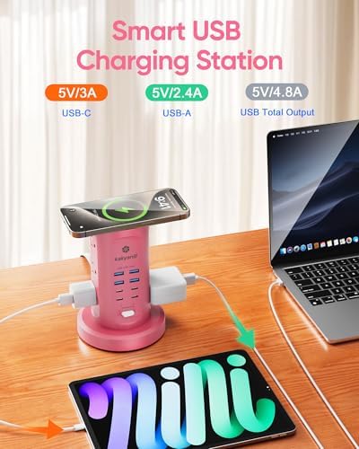Power Strip Tower, kakyanill Charging Station 9 AC Outlets 8 USB Ports - Image 4