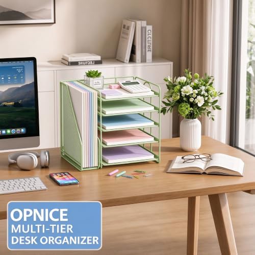 Desk Organizer, 5-Tier Paper Organizer Letter Tray, Green - Image 6