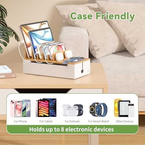 Cable Management Box, Wire Organizer for Cords-Natural+White - Image 4