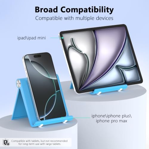 Cell Phone Foldable Stand for Desk, Portable Cell Phone Holder, Adjustable Tablet Dock, Office Desk Accessories for iPhone 18 17 16 15 14 13 Pro Max Air, Galaxy S25, S24, Blue - Image 6