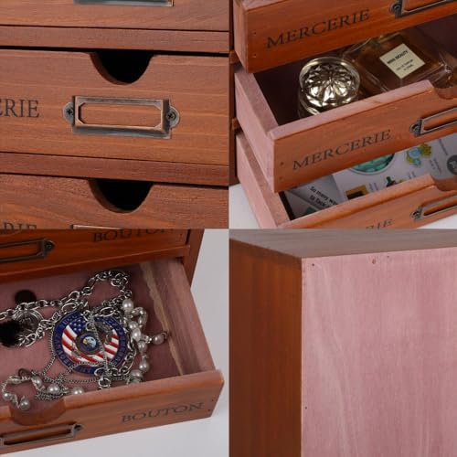 Small Wooden Drawers Wooden Box with Drawer, Brown 5 Wood Drawer - Image 7