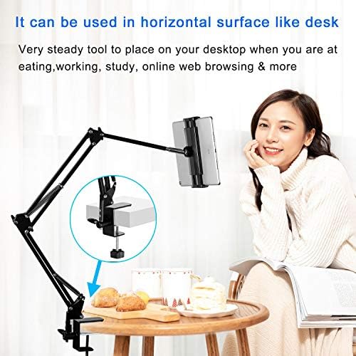 Tablet Stand Adjustable,Foldable Arm Stand for Bed,Aluminum Universal Flexible Tablet Holder with 360 Degree Rotation Compatible with iPad/iPhoneX/iPad Pro/N-Switch,or Other 4.5~12.9 Inches Devices - Image 2
