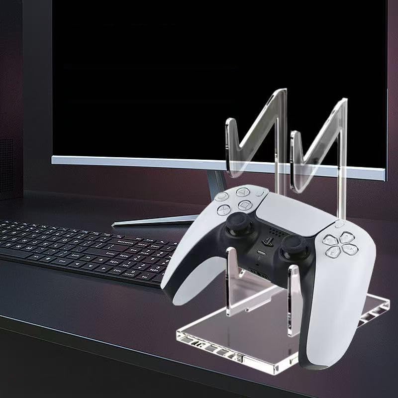 Game Controller Holder 2 Tiers - Universal Dual Controller & Headphone Stand, Acrylic Clear Display Stand Compatible with Nintendo Switch, Xbox, PS5, PS4 - Desk Mounts - Image 2