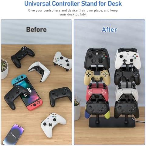 MANMUVIMO Controller Holder for 16 Xbox PS5 PS4 Gaming Controller, Video Game Controller Holder Headphone Stand for Desk, Gamer Gifts for Men, Gaming Room Accessories Maximum Organizer Rack - Image 6