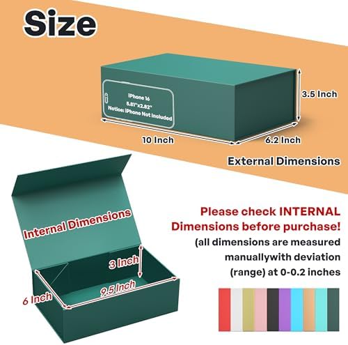 5 Pack Green Gift Box, 9.5x6x3'' Gift Boxes with Lids for Presents - Image 2