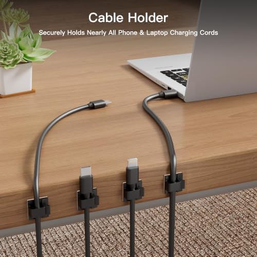 30 Pcs Small Black Adhesive Cable Clips for Cord Management Under Desk Nightstand Phone PC Charger Plug Speaker TV Cord Holder Keeper Hook Wall Wire Organizer Car Dash Cam Ethernet Christmas Light - Image 3