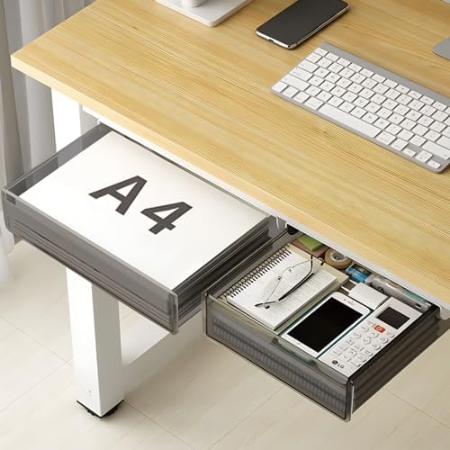 Under Desk Table Drawer Storage Organizer,2 Pack Large & Medium Slide Out Desk Drawers - Hidden Desktop Organizer,Attachable Pencil Storage Tray Under Table(ML) by SVNNELP
