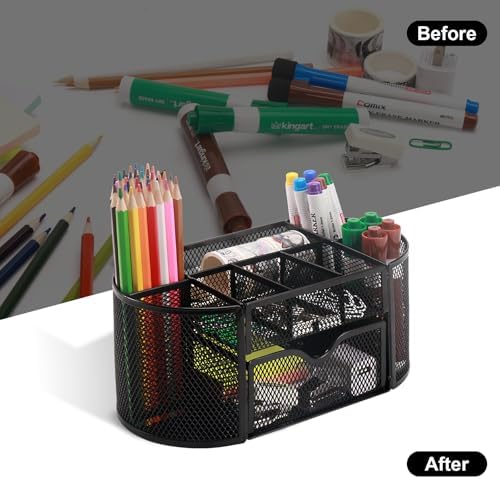 Comix Mesh Pen Holder, Desk Organizer for Home Office, Black - Image 3
