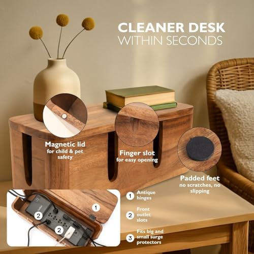 Cable Management Box, Power Strip & Extension Cord Hider, Desk Organizer - Image 2
