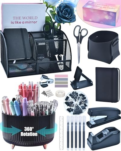 Black Desk Accessories 21-Piece Office Supplies Gift Set by StyleYourDeskinOneColor