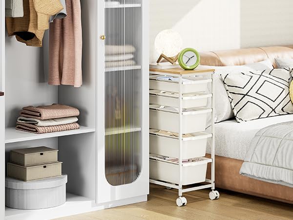 Slim Rolling Cart with 5 Drawers, Metal Utility Storage Cart - Image 6