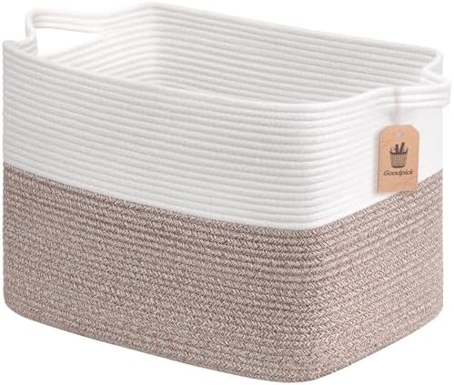 Goodpick 50L Large Woven Storage Basket, 18" x 14" x 12", Brown by Goodpick