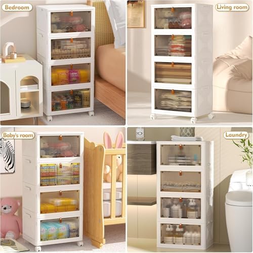 4 Tier Plastic Storage Bins with Lid 23QT, Stackable Storage Bins - Image 3