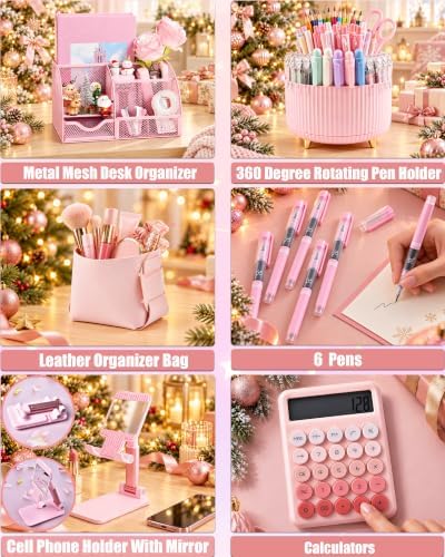 Pink Desk Accessories 21-Piece Office Supplies Gift Set for Women - Image 3