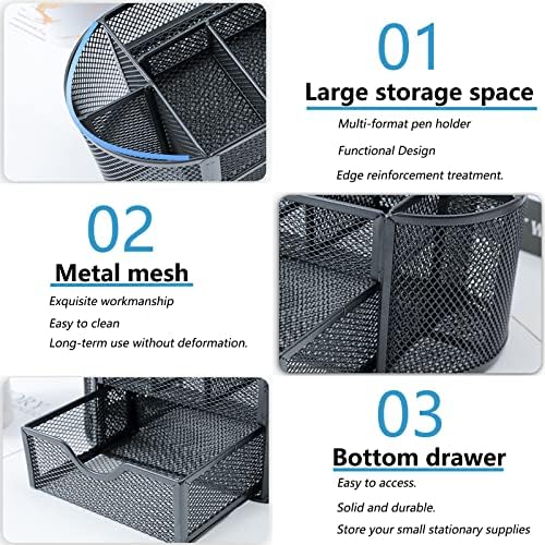 PAKASEPT Desk Organizers, Mesh Desk Organizer Caddy Supplies with Compartments, Makeup Marker Desktop Storage for Office School Home Supplies Teacher Students - Image 5