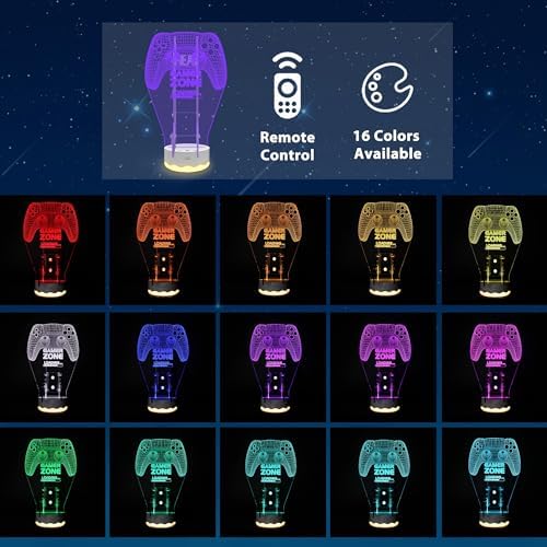 CoolGift Mart Light up Headset and Controller Stand, 16 Colors 3D LED Lights Gamepad Headphone Holder with Remote Control, Game Controller Hanger for All Universal Gaming PC Accessories - Image 3