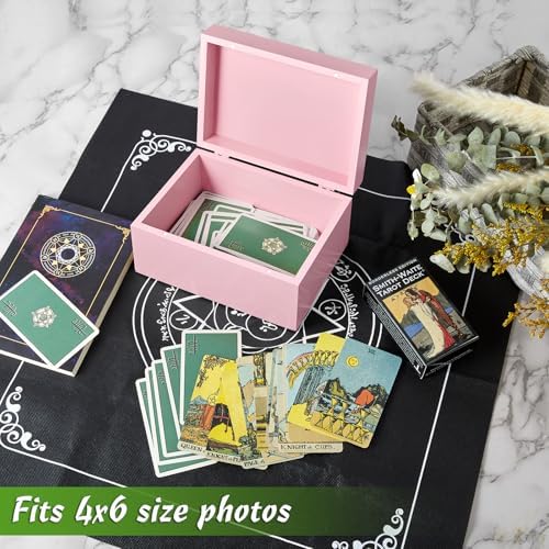 DRASTAR Wooden Box, Small Keepsake Box, Memory Box for Keepsakes, Cute Jewelry Box, Wedding Memory Box with Lids, Pink Decorative Box - Image 4