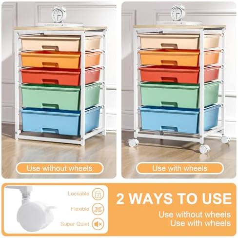 Utility Cart with Drawers,5 Drawers Storage Cart,Macaron - Image 6