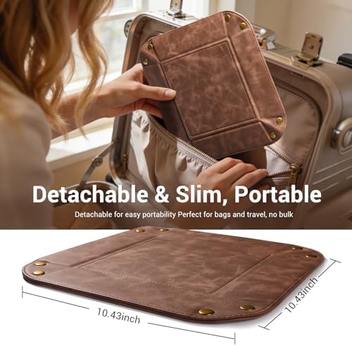 CoBak Leather Valet Tray, PU Leather Catch All Tray for Entryway,Brown - Image 5